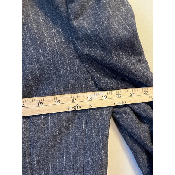 Michael Kors Collection Womens Sz 12 Gray Plaid Wool Pinstripe Blazer Jacket - Picture 5 of 7